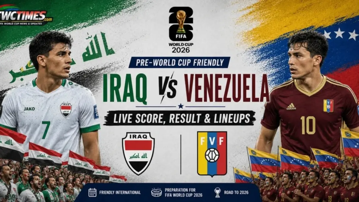 Timnas Irak akan menjajal kekuatan Timnas Venezuela dalam laga uji coba bertajuk FIFA Friendly Match 2026 yang digelar di SeatGeek Stadium, Rabu (10/6/2026) pagi WIB. (Sumber: fwctimes.com)