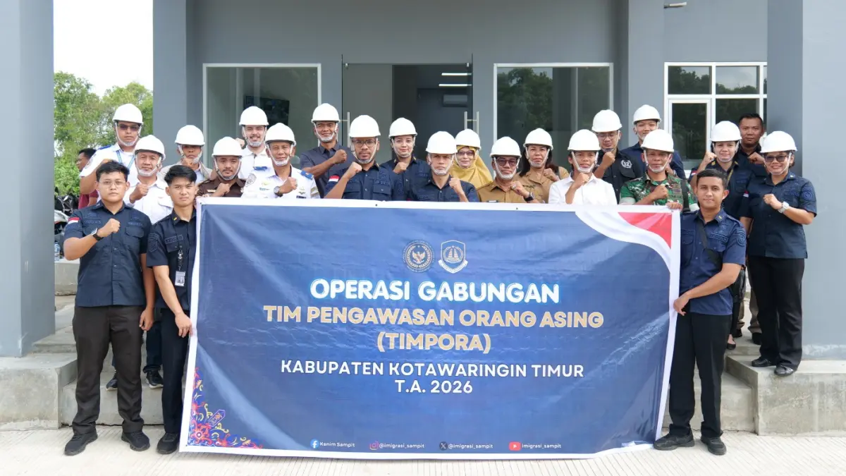 Kebersamaan saat rapat koordinasi Kantor Imigrasi Kelas II TPI Sampit bersama TIMPORA. Humas