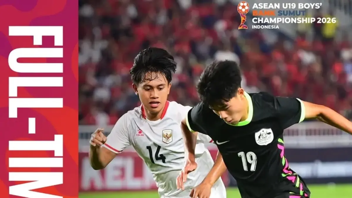 Timnas Indonesia U-19 dipastikan gagal ke babak final Piala AFF U-19 2026 usai kalah 0-1 dari Australia pada laga semifinal yang digelar di Stadion Utama Sumatera Utara, Kamis (11/6/2026) malam WIB. (Sumber: Instagram @aseanboyschampionship)