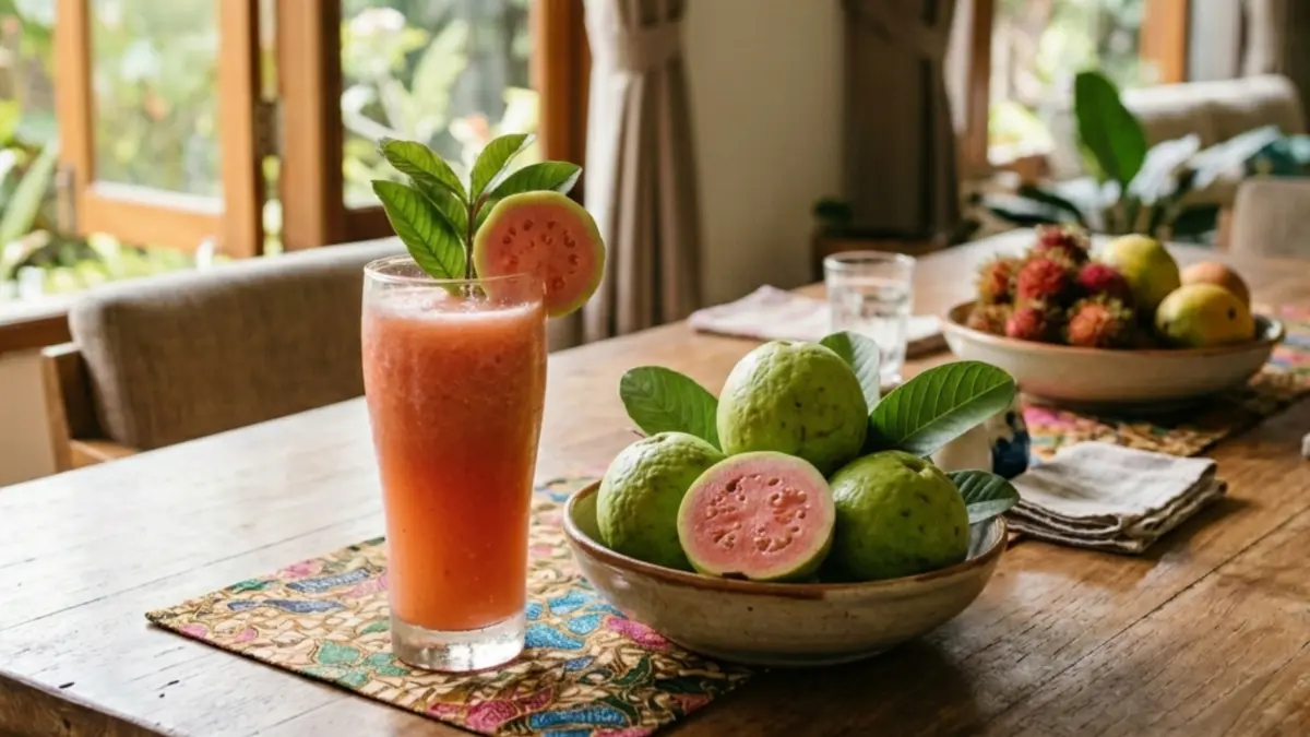 Jus jambu biji dapat membantu merawat kesehatan mata. Gemini AI