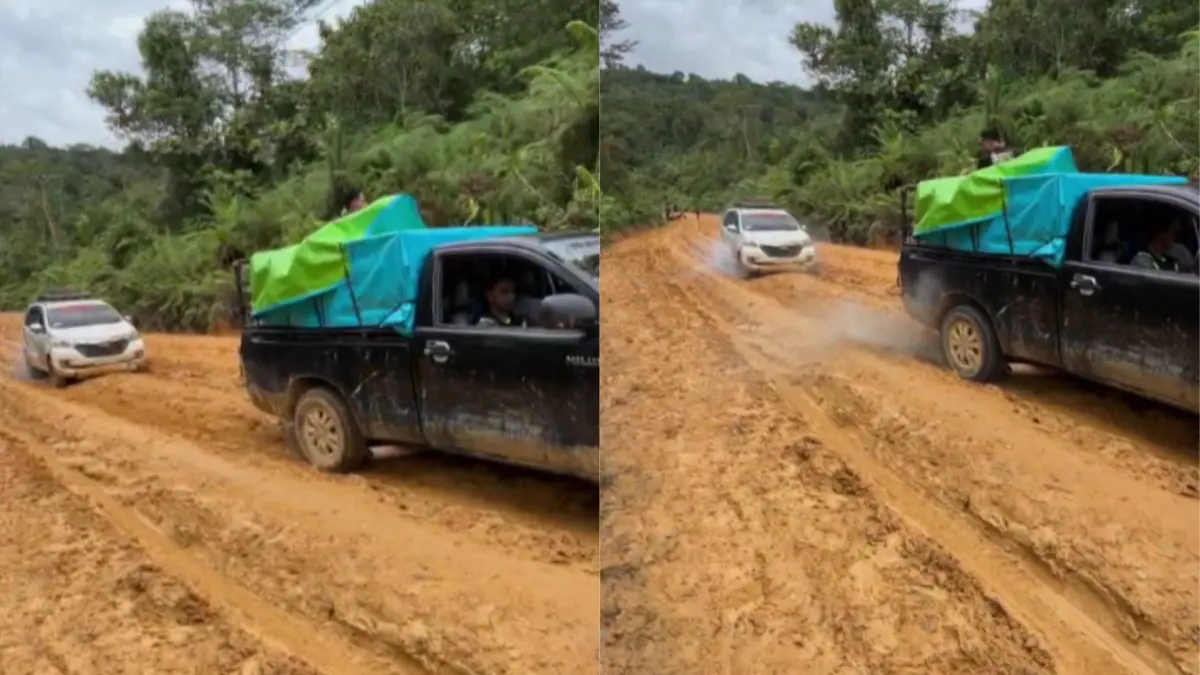 Kondisi jalan rusak menuju Tumbang Kalang.(Facebook)
