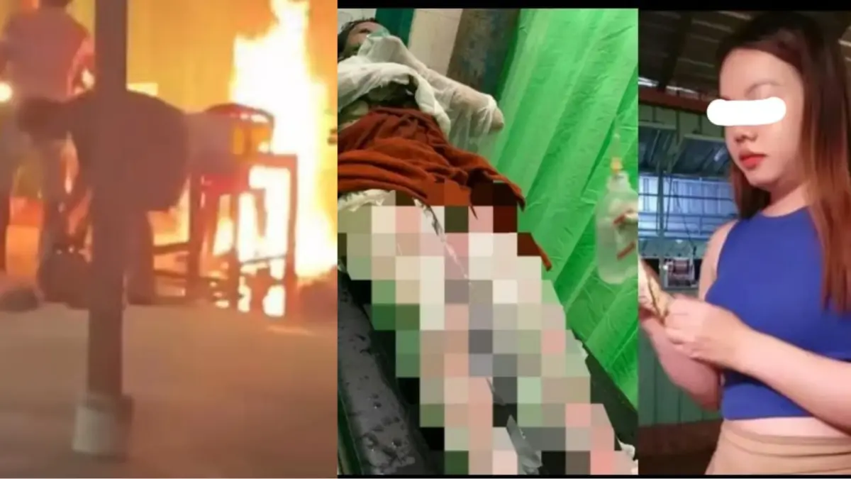 Perempuan penjaga angkringan dibakar mantan suami siri.(Facebook)