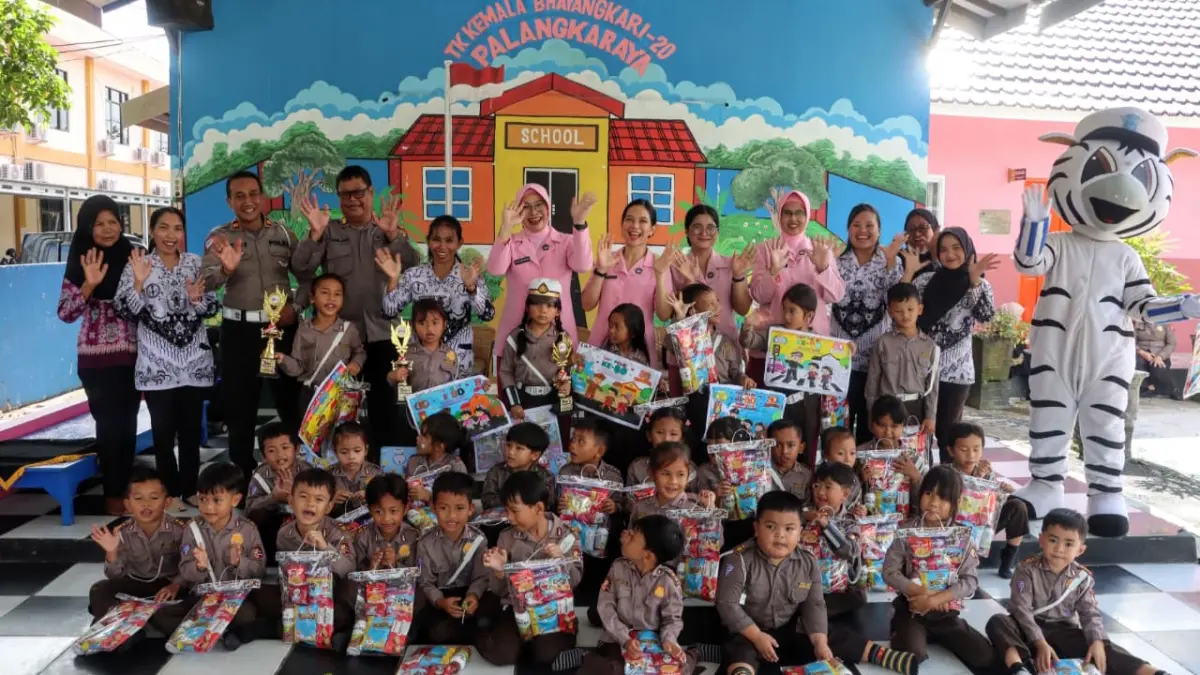 Lomba mewarnai digelar Polresta Palangka Raya.(Humas)