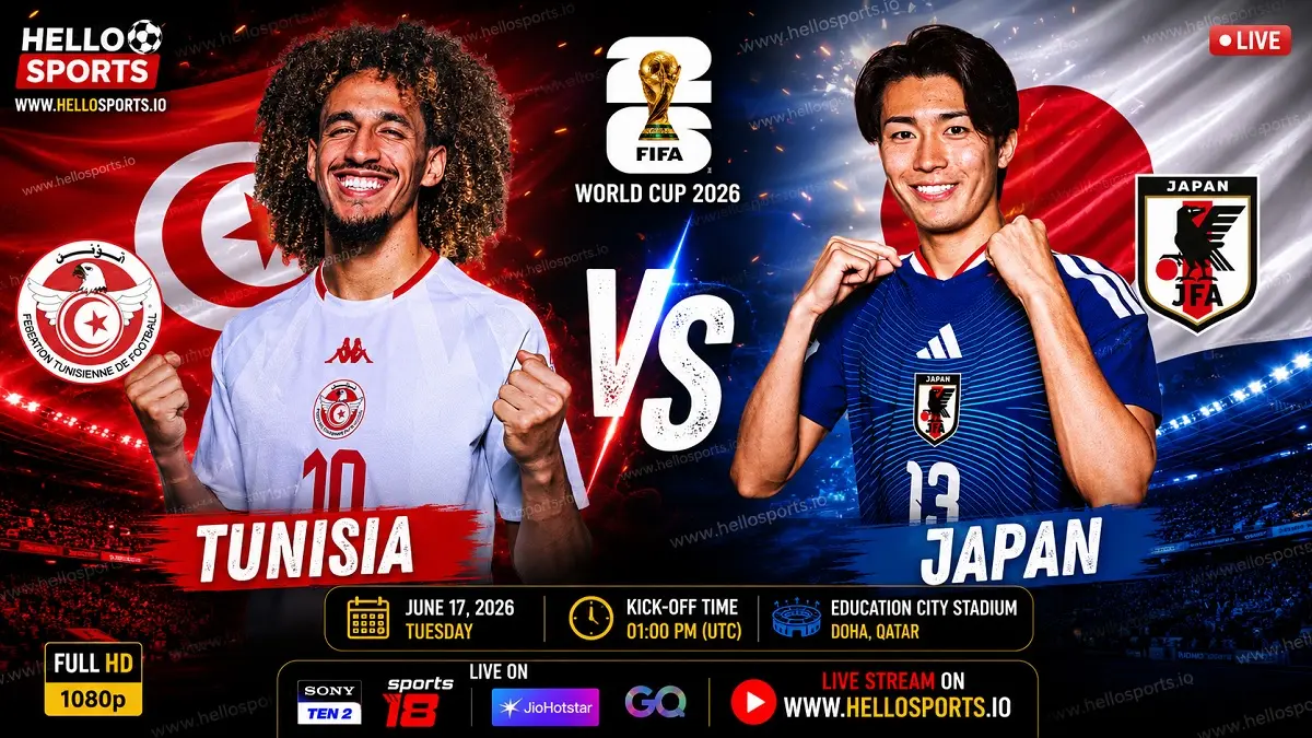 Timnas Tunisia dan Jepang akan saling beradu kekuatan dan taktik di Estadio Monterrey, Guadalupe pada matchday kedua penyisihan Grup F Piala Dunia FIFA 2026, Minggu (21/6/2026) pagi WIB. (Sumber: hellosports.evmobile.in)