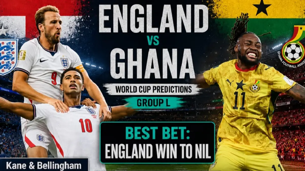 Timnas Inggris dijadwalkan menghadapi Ghana di Gillette Stadium, Foxborough pada matchday kedua penyisihan Grup L Piala Dunia FIFA 2026, Rabu (24/6/2026) dini hari WIB. (Sumber: bets.com.au)