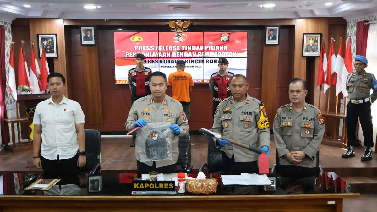 Rilis kasus mantan suami siri membakar penjaga angkringan.(Humas)