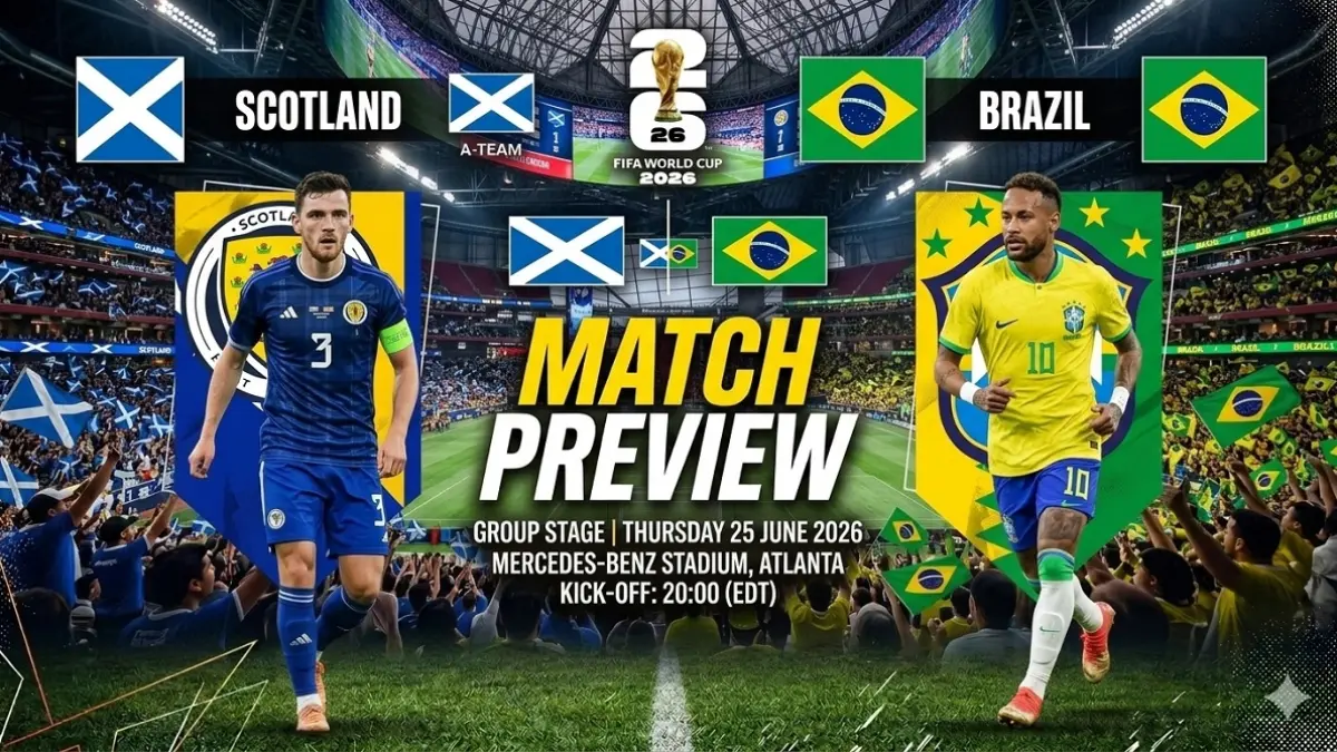 Timnas Skotlandia bersiap menjajal kekuatan Brasil di Hard Rock Stadium, Miami Gardens, Amerika Serikat pada matchday ketiga penyisihan Grup C Piala Duni 2026, Kamis (25/6/2026) dini hari WIB. (Sumber: khaspress.com)