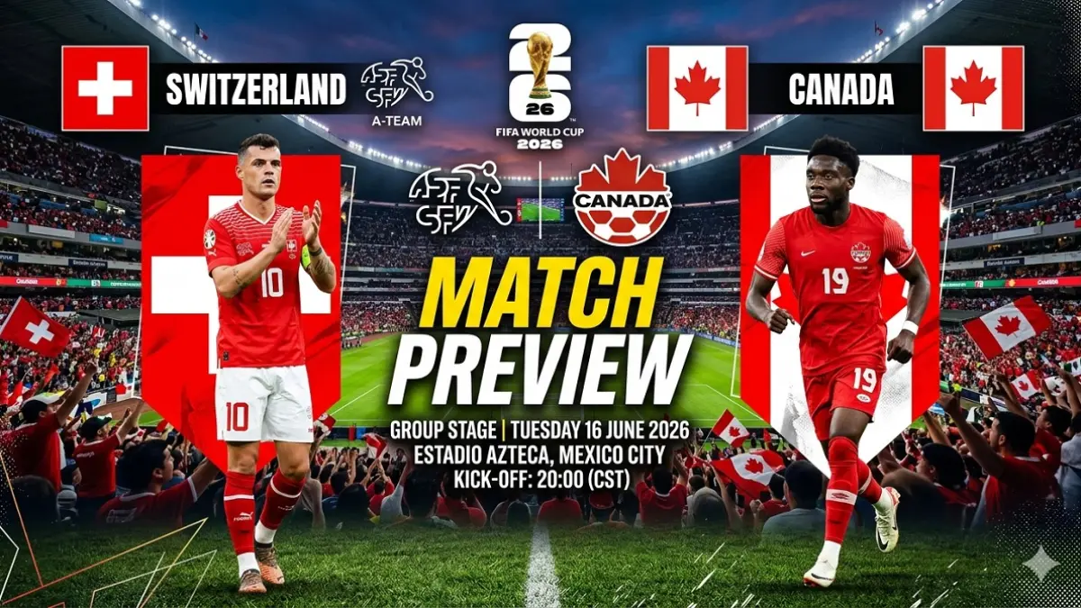 Timnas Swiss dan Kanada akan saling bertarung memperebutkan posisi puncak Grup B Piala Dunia FIFA 2026 dalam laga yang digelar di BC Place, Vancouver, Kamis (25/6/2026) dini hari WIB. (Sumber: khaspress.com) 