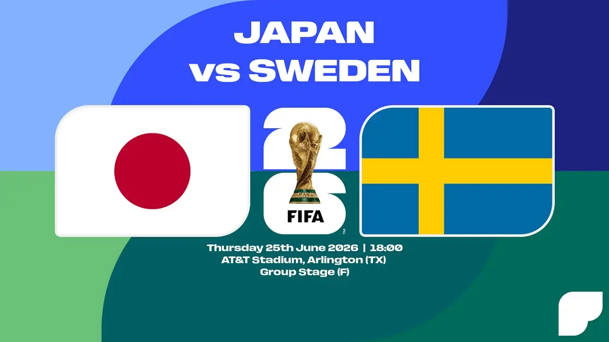 Timnas Jepang dan Swedia akan saling berebut poin krusial di Dallas Stadium, Arlington, Texas pada matchday ketiga penyisihan Grup F Piala Dunia FIFA 2026, Jumat (26/6/2026) pagi WIB. (Sumber: thesportsdb.com)