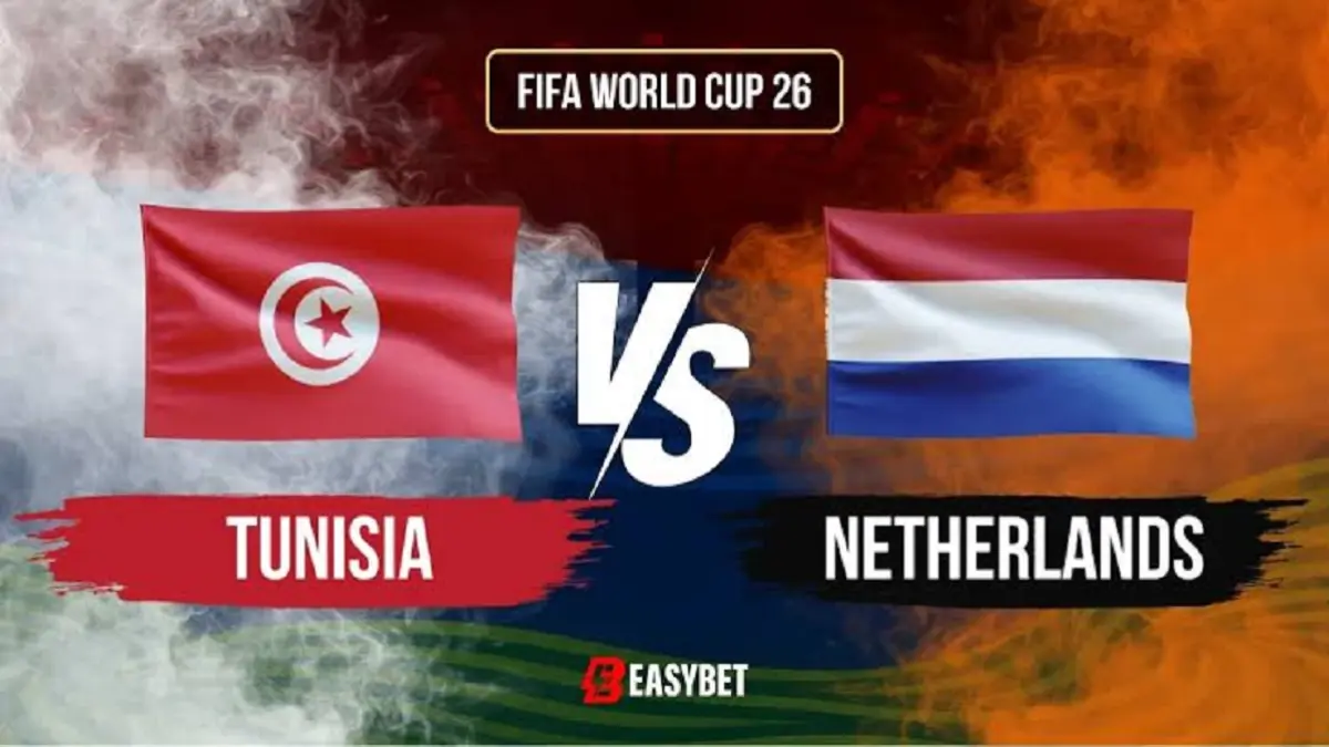 Timnas Tunisia dan Belanda akan saling berhadapan di Kansas City Stadium, Kansas pada matchday ketiga penyisihan Grup F Piala Dunia FIFA 2026, Jumat (26/6/2026) pagi WIB. (Sumber: easybet.com)