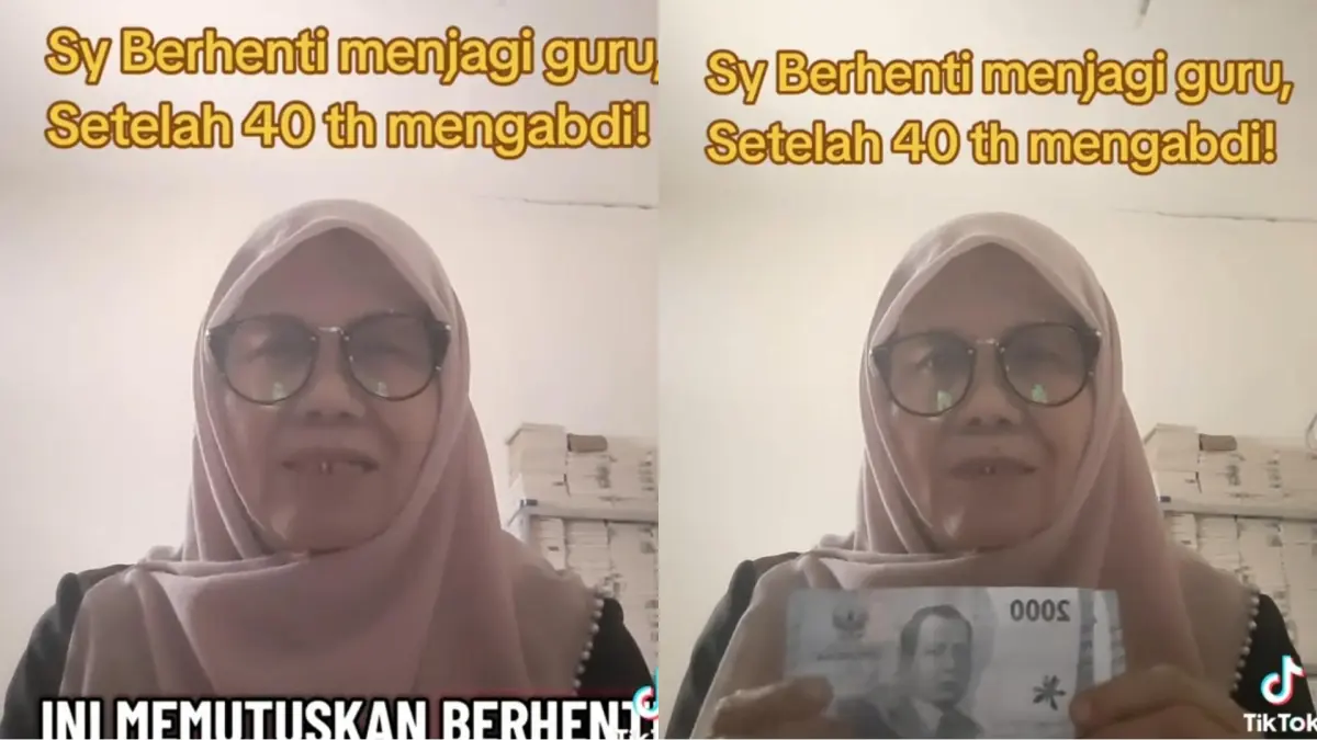 Bu Ijah, guru honorer memilih berhenti.(TikTok Bu Ijah)