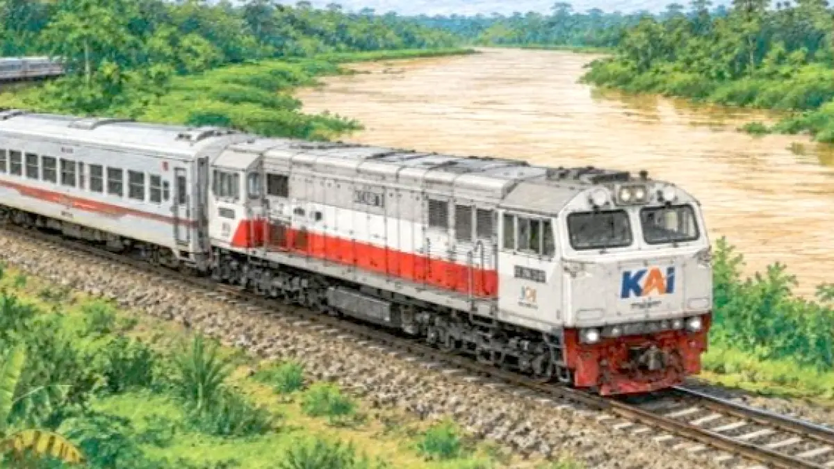 Rencana pembangunan jalur kereta api yang menghubungkan Kalteng dan Kalsel.(Ilustrasi AI)