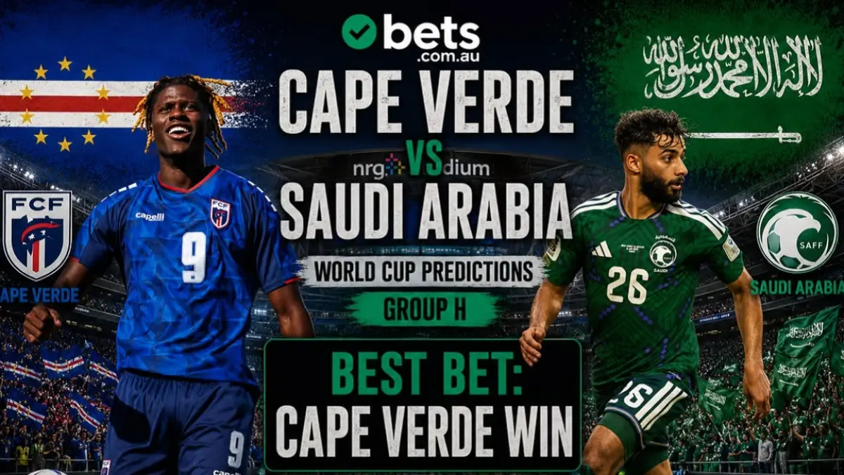 Timnas Tanjung Verde dijadwalkan menghadapi Arab Saudi di NRG Stadium, Houston pada matchday ketiga penyisihan Grup H Piala Dunia FIFA 2026, Sabtu (27/6/2026) pagi WIB. (Sumber: bets.com.au)