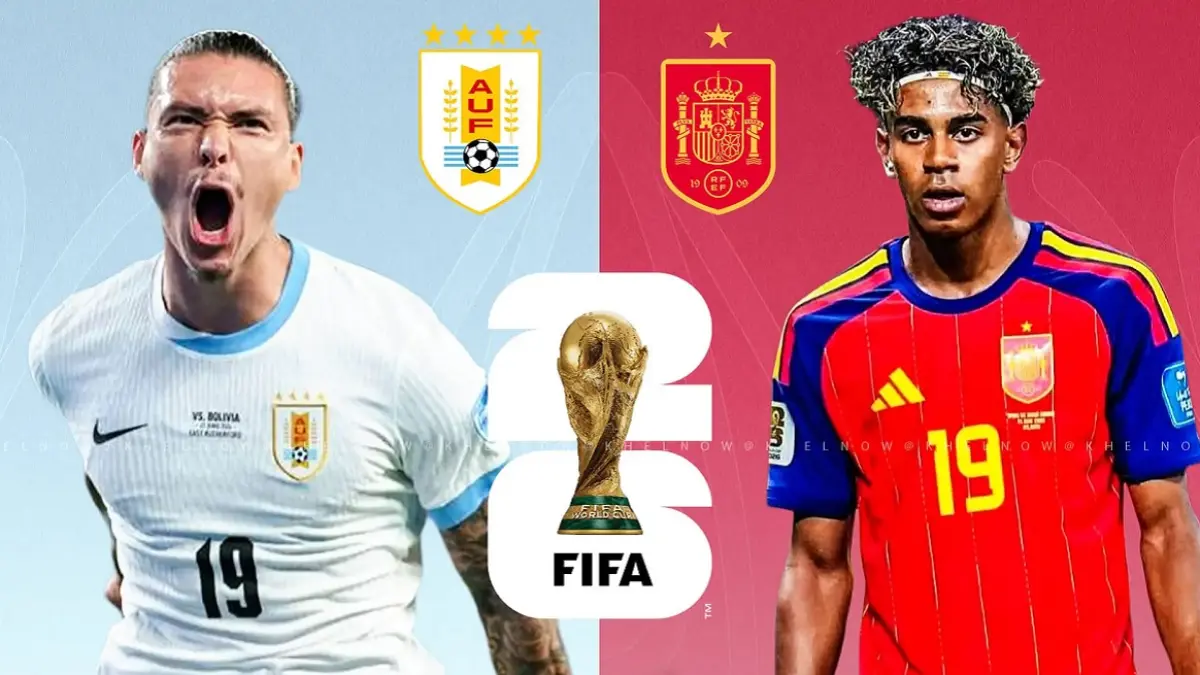 Timnas Uruguay dijadwalkan menghadapi Spanyol di Estadio Akron, Guadalajara pada matchday ketiga penyisihan Grup H Piala Dunia FIFA 2026, Sabtu (27/6/2026) pagi WIB. (Sumber: khelnow.com)