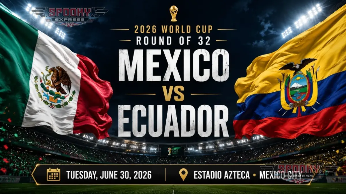 Timnas Meksiko bersiap menjajal kekuatan Ekuador di Stadion Azteca, Mexico City demi memperebutkan satu tiket babak 16 Besar Piala Dunia FIFA 2026, Rabu (1/7/2026) pagi WIB. (Sumber: spookyexpress.com)