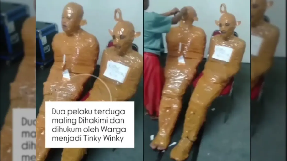 Dua maling dihukum warga.