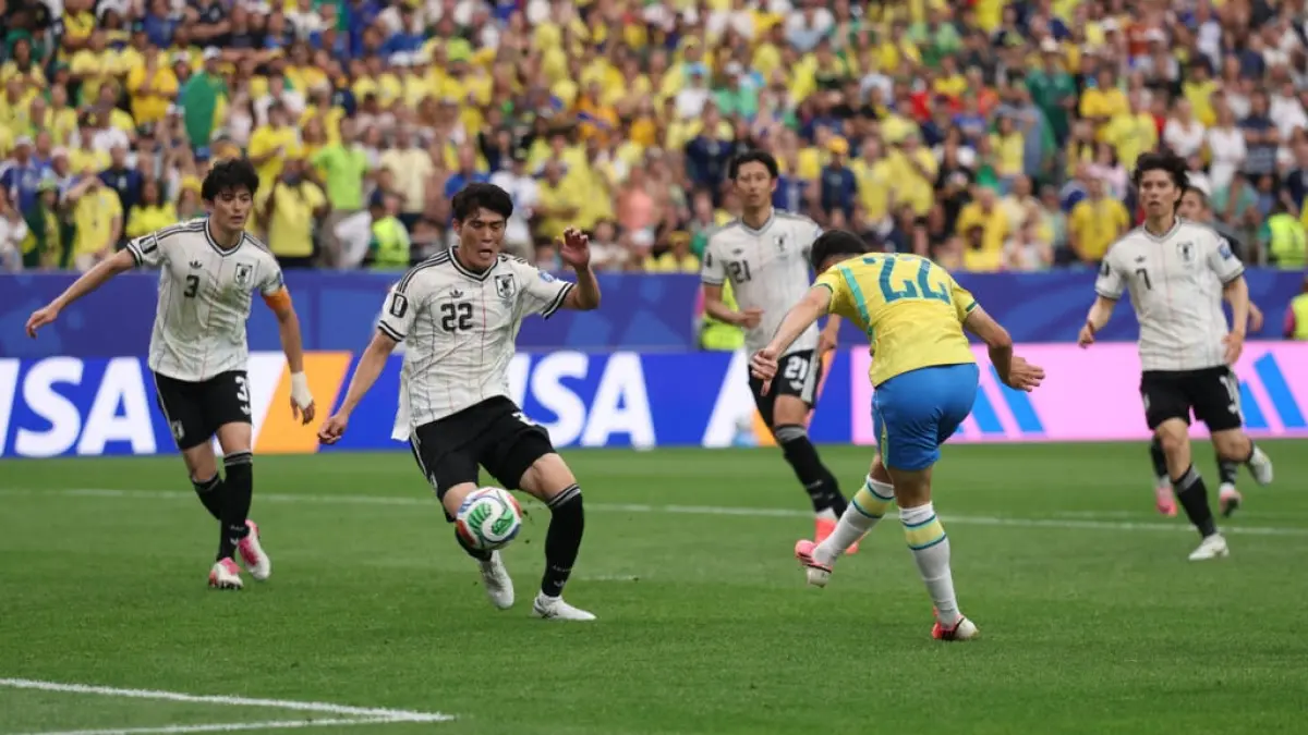 Satu tiket babak 16 Besar Piala Dunia FIFA 2026 menjadi milik Brasil usai menang tipis 2-1 atas wakil Asia Jepang dalam laga yang berlangsung di Stadion Houston, Selasa (30/6) dini hari WIB. (Sumber: Getty Images via AFP - LARS BARON)