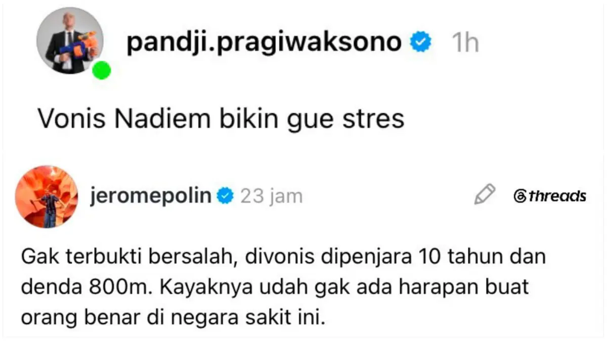 Tanggapan Pandji Pragiwaksono dan Jerome Polin soal kasus Nadiem Makarim