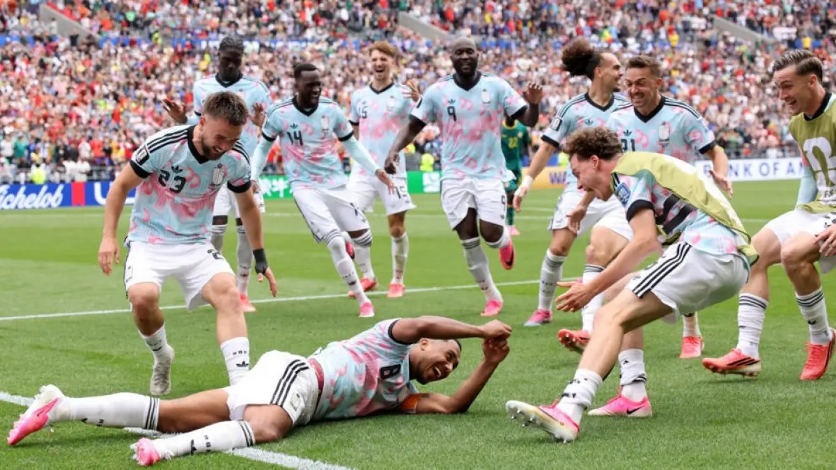Timnas Belgia suskes menyegel satu tiket babak 16 besar Piala Dunia FIFA 2026 usai menang dramatis atas wakil Afrika Senegal dalam duel sengit yang berlangsung di Seattle Stadium, Seattle, Kamis (2/7/2026) dini hari WIB. (Sumber: © ALEX GRIMM/GETTY IMAGES NORTH AMERICA/AFP)