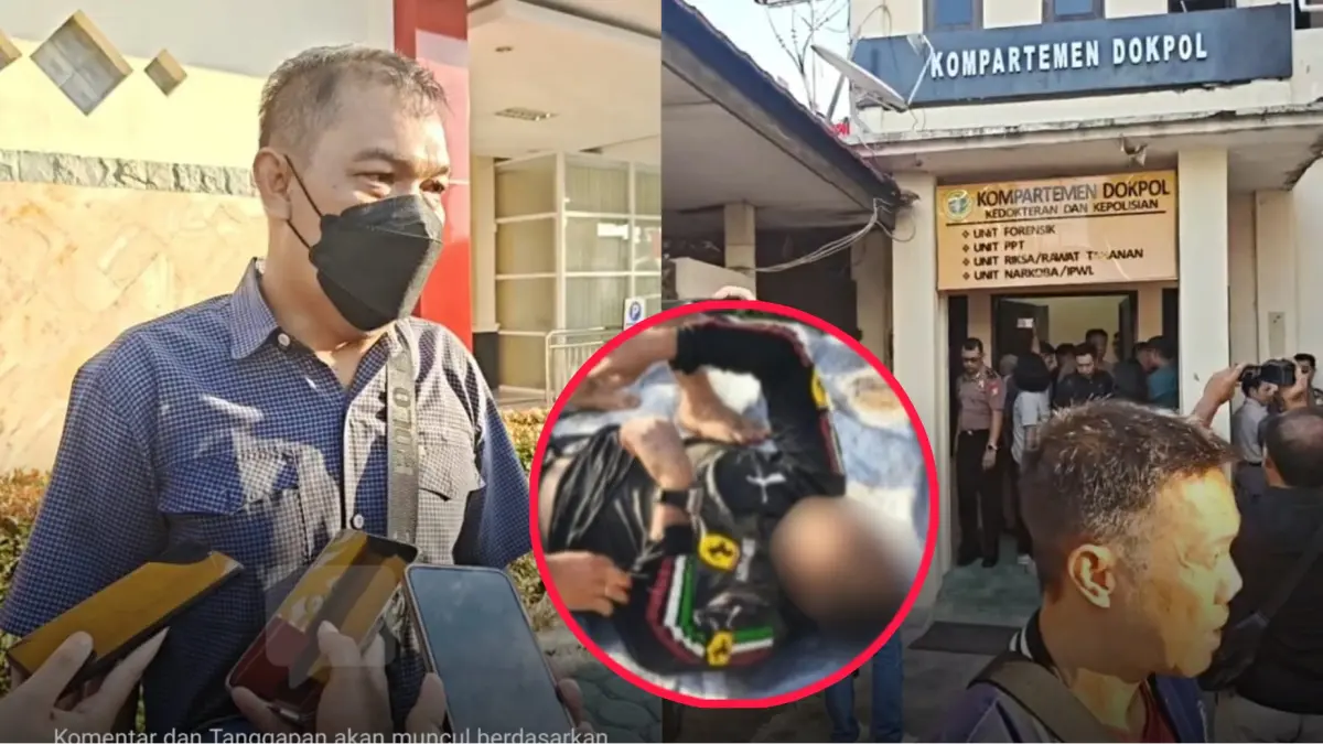 Labih, paman dari Aipda Yudhi dan jenazah di RS Bhayangkara.(Screenshoot)