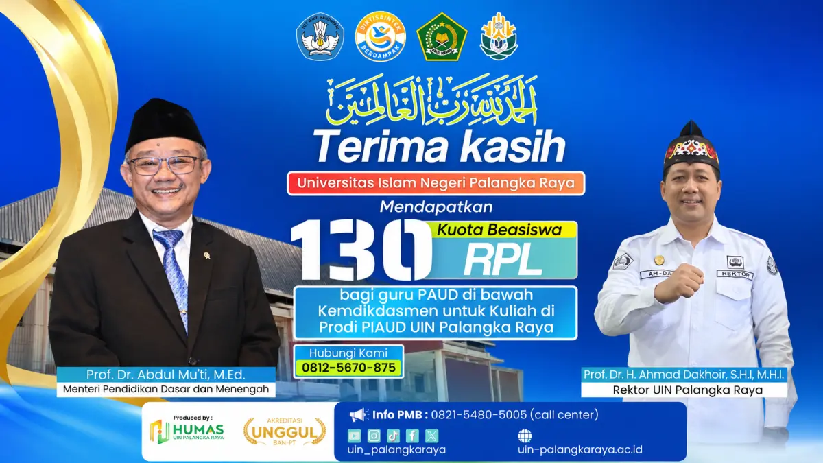 UIN Palangka Raya terima 130 beasiswa RPL bagi guru PAUD.