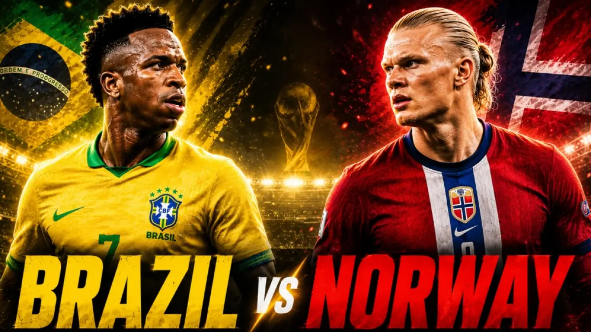 Timnas Brasil dan Norwegia akan saling menjegal di New York New Jersey Stadium, New Jersey memperebutkan satu tiket ke babak 8 Besar Piala Dunia FIFA 2026, Senin (6/7/2026) dini hari WIB. (Sumber: goalverdict.com)