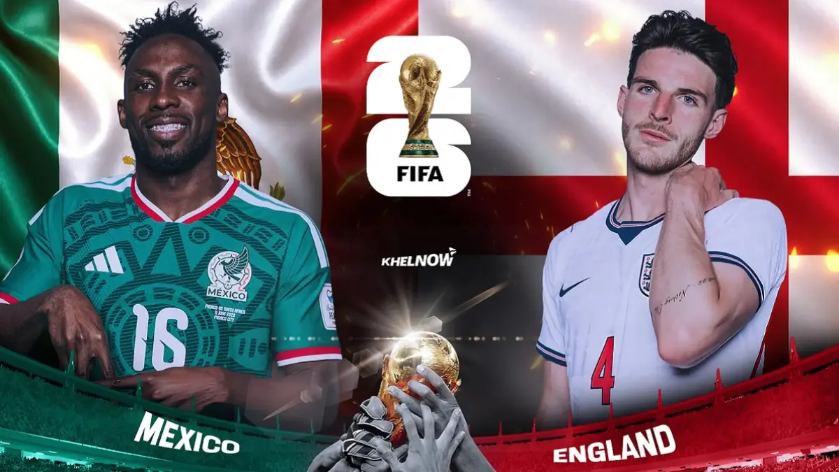 Timnas Meksiko dan Inggris akan saling menjegal di Mexico City Stadium demi memperebutkan satu tiket ke babak 8 Besar Piala Dunia FIFA 2026, Senin (6/7/2026) pagi WIB. (Sumber: khelnow.com)