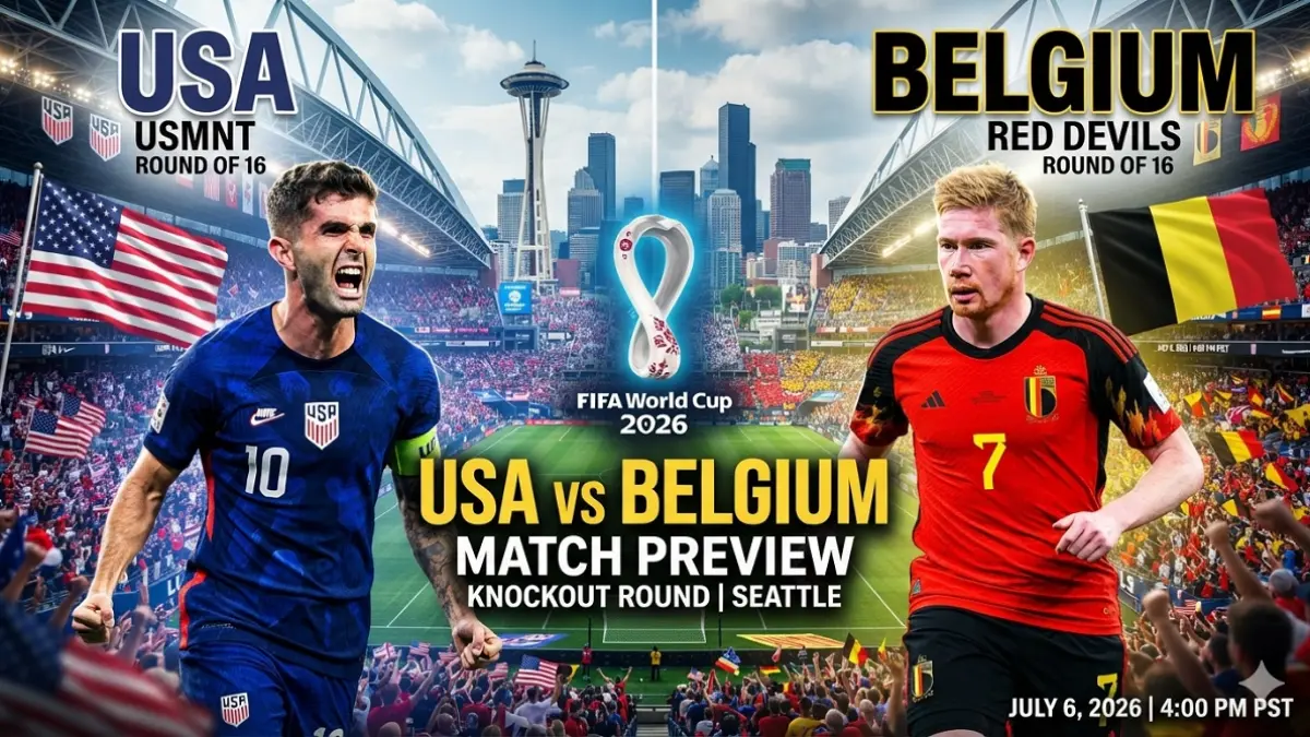Timnas Amerika Serikat dijadwalkan menghadapi Belgia di Seattle Stadium (Lumen Field) pada babak 16 besar Piala Dunia FIFA 2026, Selasa (7/7/2026) pagi WIB. (Sumber: khaspress.com)