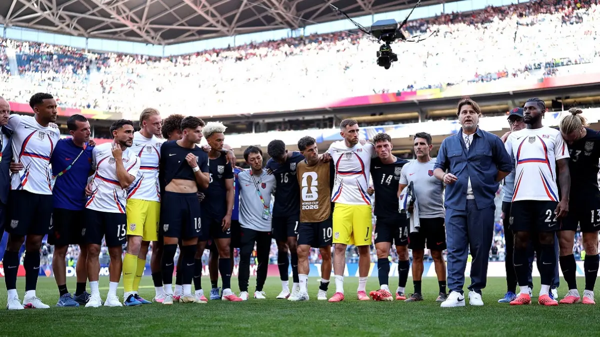 Perjalanan Timnas Amerika Serikat di pentas Piala Dunia FIFA 2026 berakhir sudah usai takluk dari Belgia 1-4 pada babak 16 besar yang berlangsung di Stadion Seattle, Washington, Selasa (7/7) pagi WIB. (Sumber: Sarah Stier – FIFA/FIFA via Getty Images)