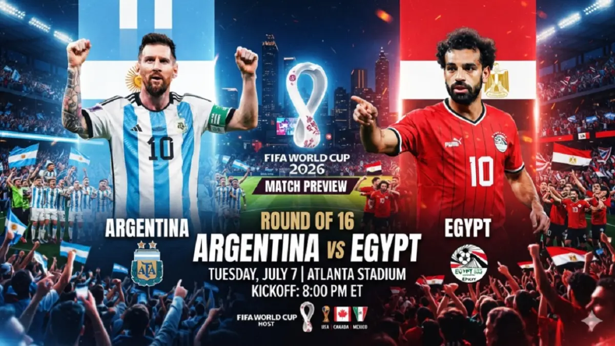 Timnas Argentina dan Mesir akan saling menjegal di Mercedes-Benz Stadium, Atlanta demi memperebutkan satu tiket ke babak 8 Besar Piala Dunia FIFA 2026, Selasa (7/7/2026) malam WIB. (Sumber: khaspress.com)