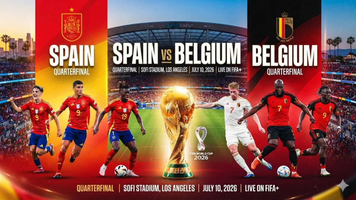 Duel sengit akan terjadi di babak delapan besar Piala Dunia 2026 saat dua tim Eropa, Timnas Spanyol dan Belgia saling bertarung memperebutkan tiket semifinal dalam laga yang digelar di California, Sabtu (11/7) dini hari WIB. (Sumber: khaspress.com)