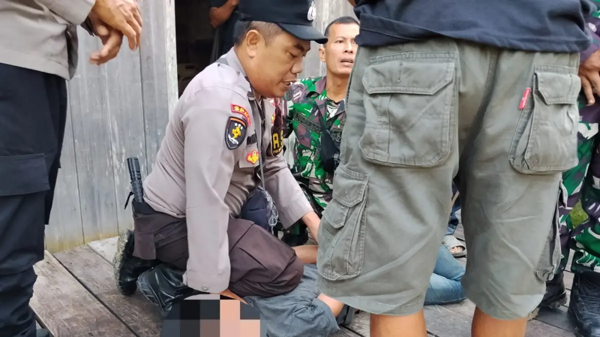  J alias L  diamankan petugas usai menghabisi ayah kandungnya.(Humas)