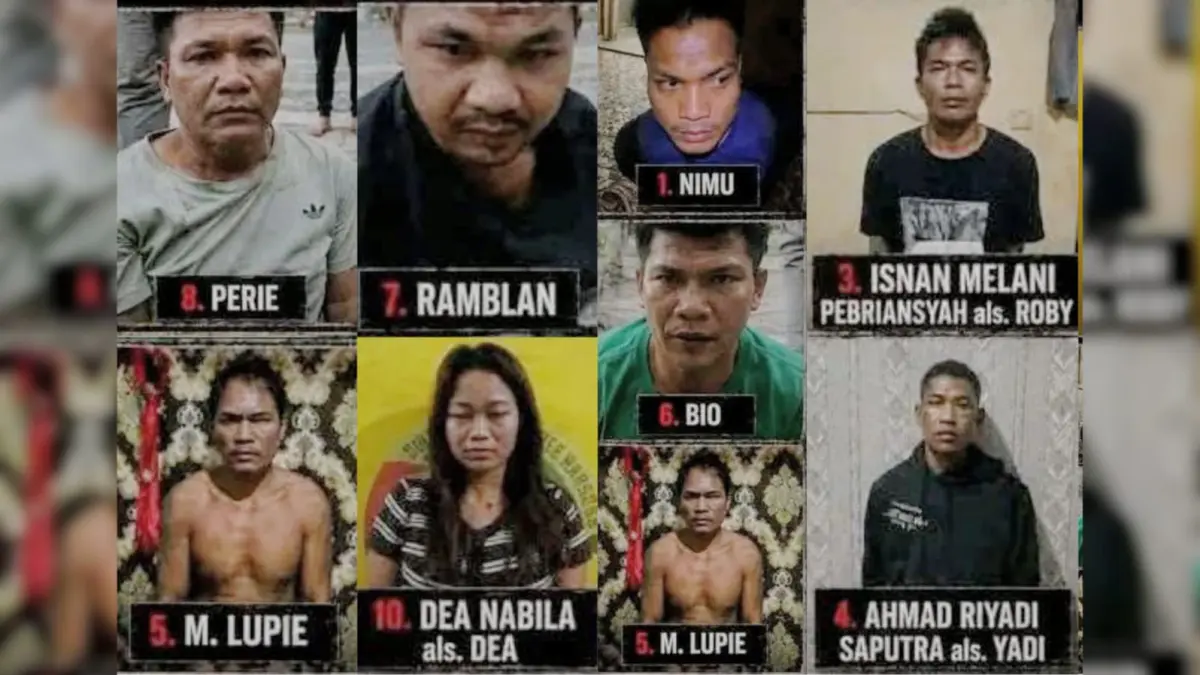 9 orang pelaku yang diamankan dalam peristiwa gugurnya 3 anggota Polri di Tumbang Kalemei.(Facebook)