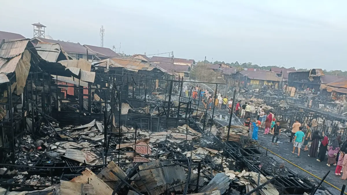 Kondisi pascakebakaran di Gang Sari 45 Palangka Raya.(BPBD)