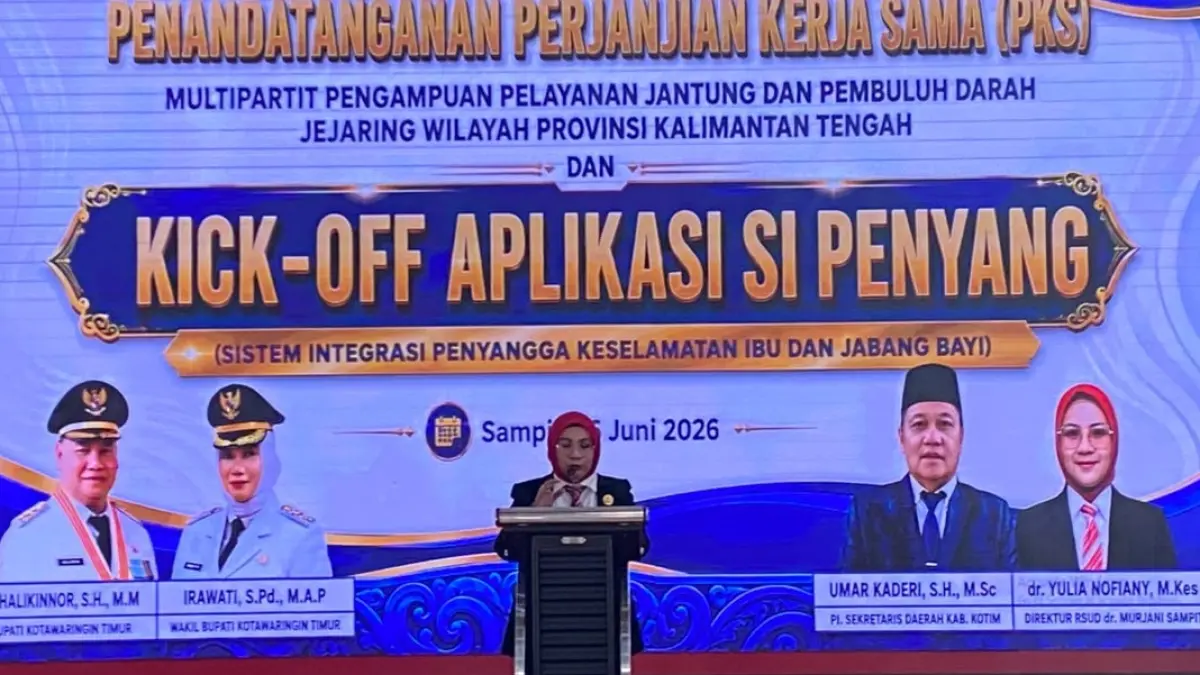 Direktur RSUD dr Murjani Sampit, dr. Yulia Nofiany,saat memberikan sambutan saat peluncuran aplikasi Si Penyang belum lama ini.