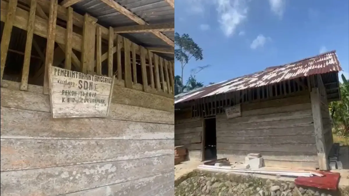 Kondisi sekolah di Batu Nyangka, Lampung.(Facebook)