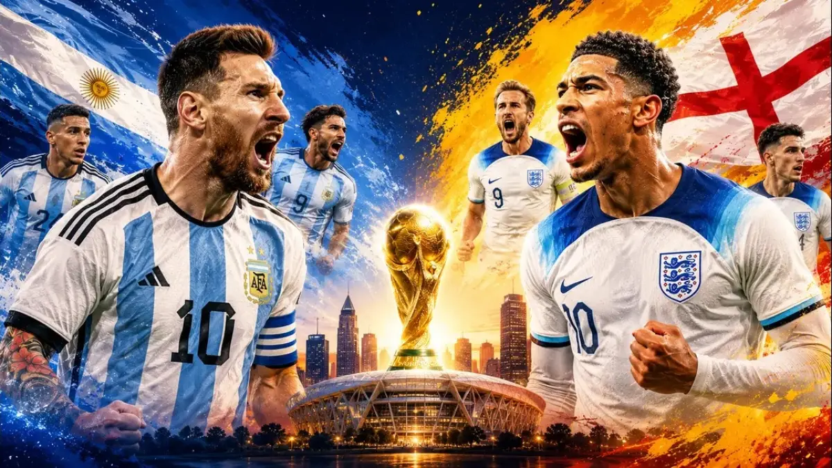Timnas Inggris dan Argentina akan saling menjegal di Mercedes-Benz Stadium, Atlanta demi memperebutkan satu tiket final Piala Dunia FIFA 2026, Kamis (16/7/2026) dini hari WIB. (Sumber: strikerreport.com)
