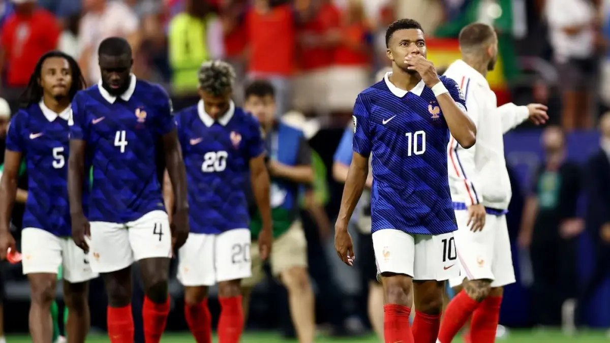 Timnas Prancis gagal melangkah ke final Piala Dunia FIFA 2026 usai takluk 0-2 dari Spanyol dalam laga semifinal yang digelar di AT&T Stadium, Arlington, Texas, Rabu (15/7) dini hari WIB.  (Sumber: Reuters)
