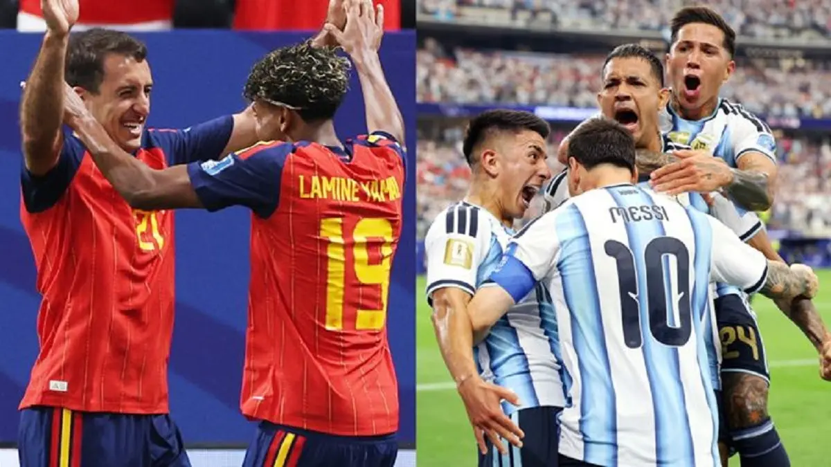 Partai puncak Piala Dunia FIFA 2026 akan mempertemukan dua tim terbaik saat ini, Spanyol vs Argentina, di New York New Jersey Stadium, East Rutherford, Amerika Serikat, Senin (20/7/2026) pukul 02.00 WIB. (Sumber: dazn.com)