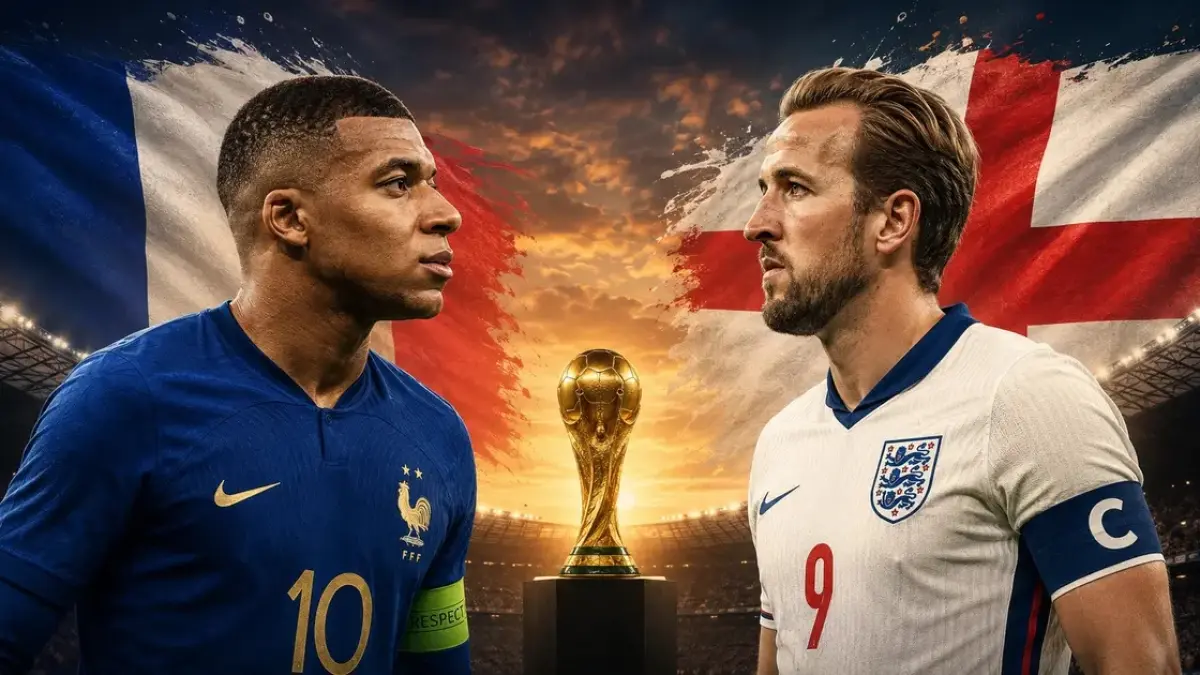 Timnas Prancis dan Inggris akan saling beradu kekuatan dalam laga perebutan peringkat ketiga Piala Dunia 2026 di Stadion Miami, Florida, Minggu (19/7/2026) dini hari WIB. (Sumber: strikerreport.com)