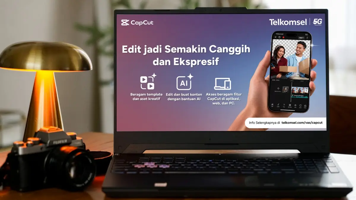 Telkomsel hadirkan paket bundling CapCut di aplikasi MyTelkomsel. Pelanggan kini dapat berlangganan CapCut Premium lengkap dengan kuota internet dalam satu paket praktis untuk mendukung kreativitas digital. FOTO TELKOMSEL