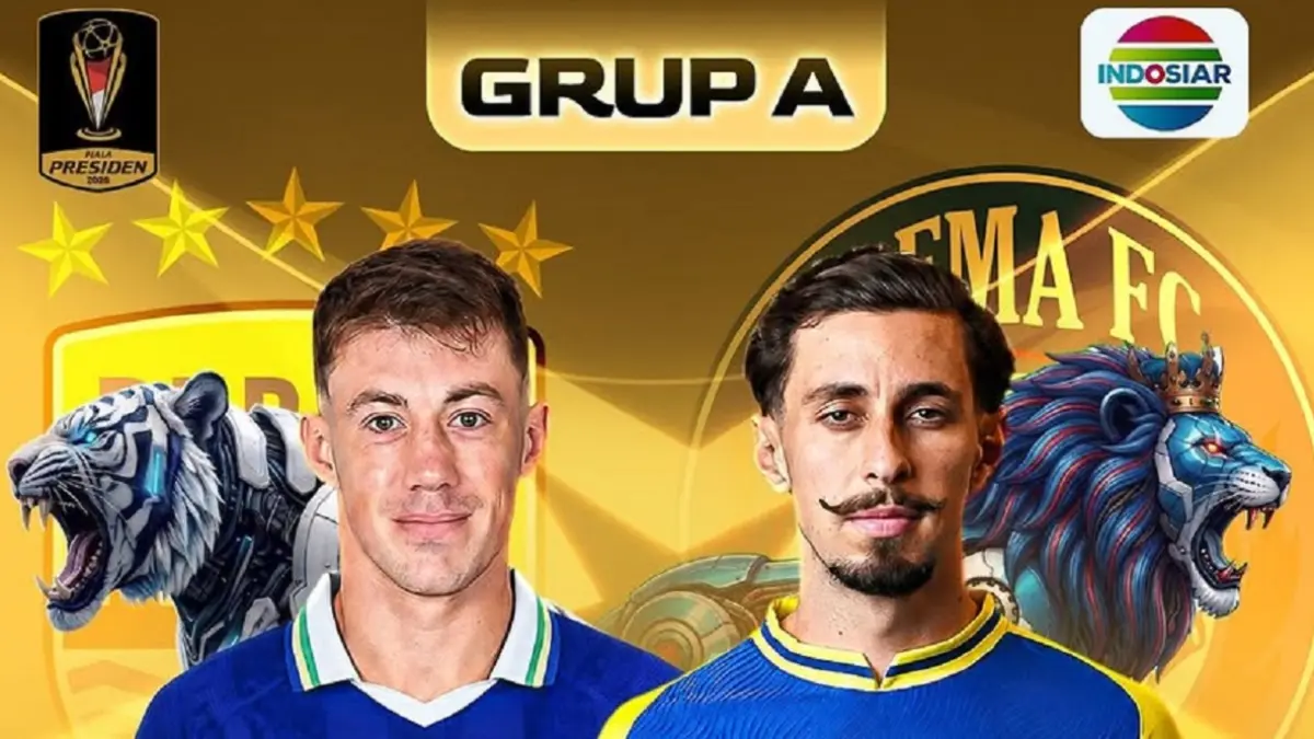 Juara BRI Super League musim 2025/2026 Persib Bandung akan ditantang Arema FC pada matchday perdana Grup A Piala Presiden 2026, Sabtu (25/7/2026) malam WIB. (Sumber: Instagram @sports.indosiar dan wadimorku)