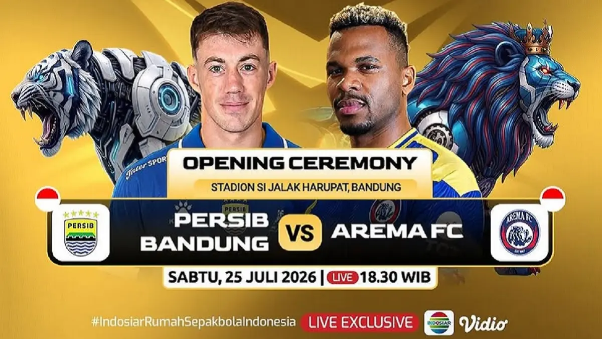 Persib Bandung dan Arema FC akan saling beradu kekuatan dan taktik di Stadion Si Jalak Harupat pada matchday perdana penyisihan Grup A Piala Presiden 2026, Sabtu (25/7/2026) malam WIB. (Sumber: Instagram @sports.indosiar)