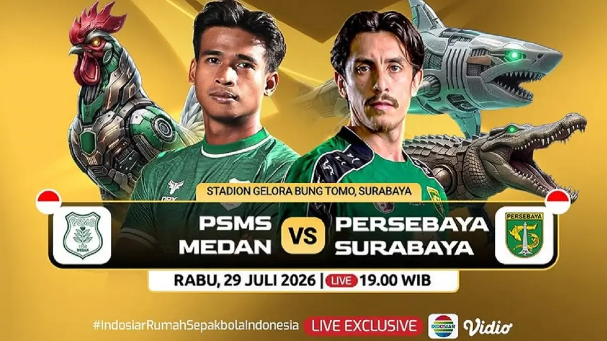 Persebaya Surabaya dan PSMS Medan akan saling menjegal di Stadion Gelora Bung Tomo pada lanjutan penyisihan Grup B Piala Presiden 2026, Rabu (29/7/2026) malam WIB. (Sumber: Instagram @sports.indosiar)
