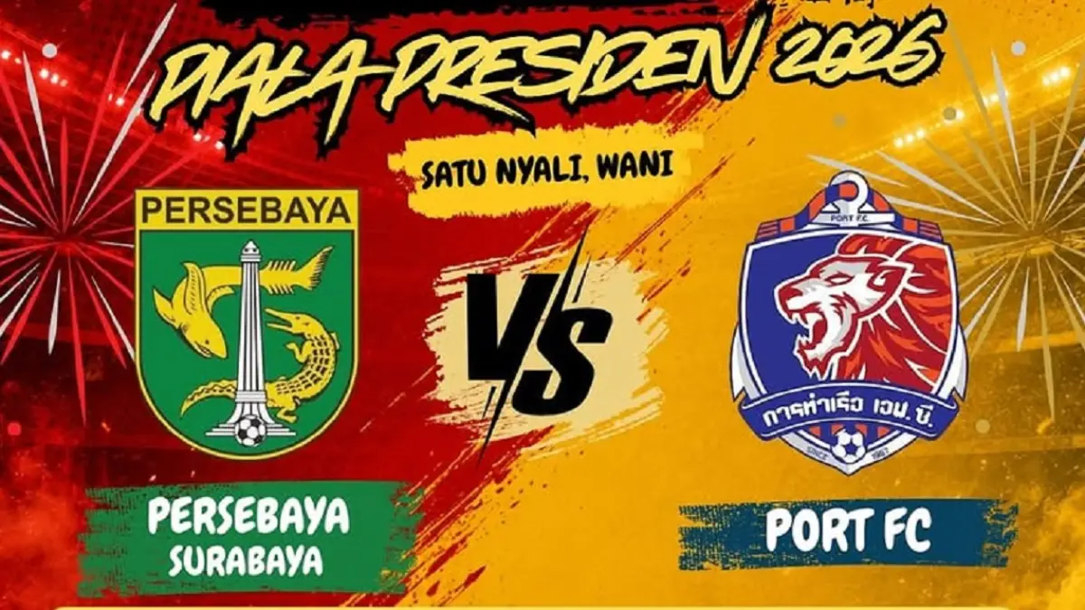 Persebaya Surabaya dijadwalkan menghadapi Port FC di Stadion Gelora Bung Tomo, Surabaya pada lanjutan penyisihan Grup B Piala Presiden 2026, Sabtu (1/8/2026) malam WIB. (Sumber: Instagram @warkopmantul)