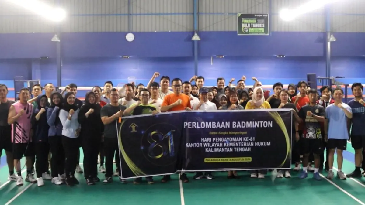 Kanwil Kemenkum Kalteng gelar turnamen badminton antarpegawai.(Humas)