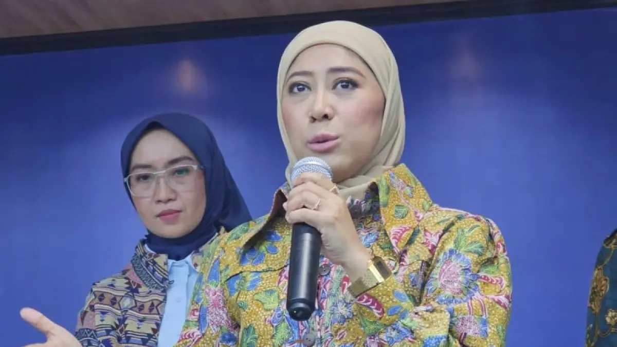 Menteri Komunikasi dan Digital Meutya Hafid di Kantor Kementerian Komunikasi dan Digital, Jakarta Pusat, Senin (3/8/2026). ANTARA/Livia Kristianti