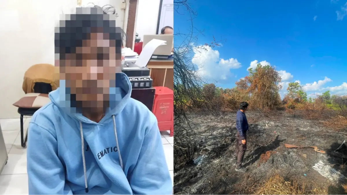 Pelaku terduga pembakar lahan diamankan.(Humas)