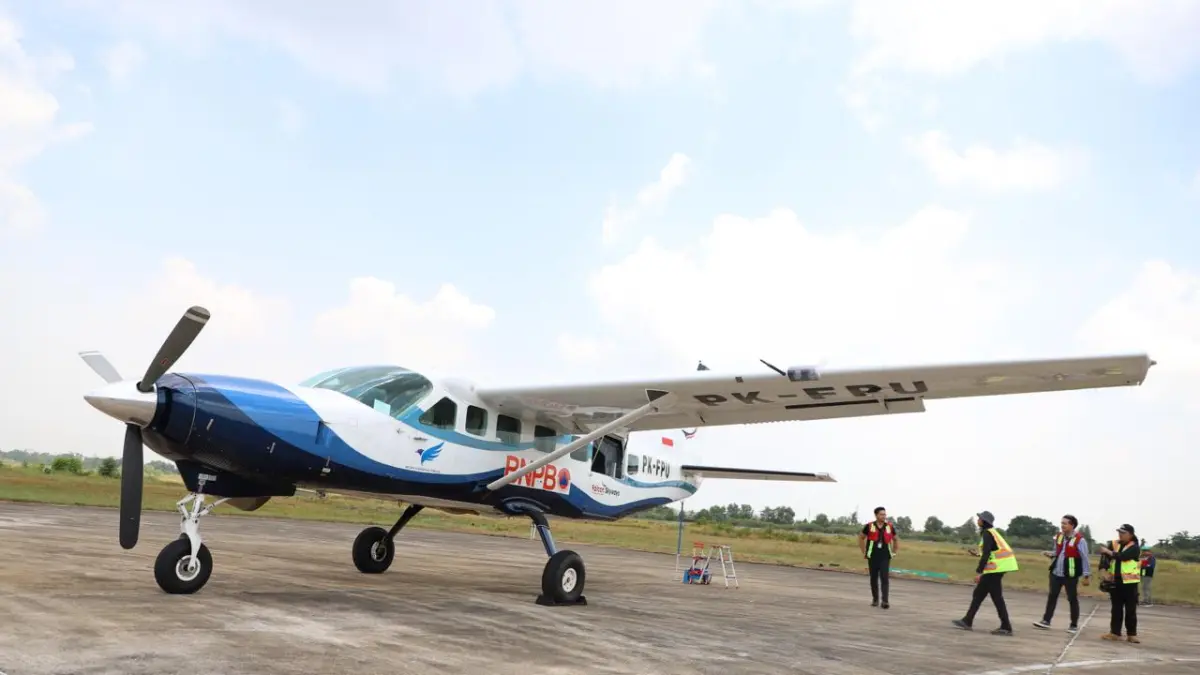 BNPB menyiagakan pesawat Cessna Caravan 208B PK-FPU di untuk operasi modifikasi cuaca di Kalteng.(BNPB)