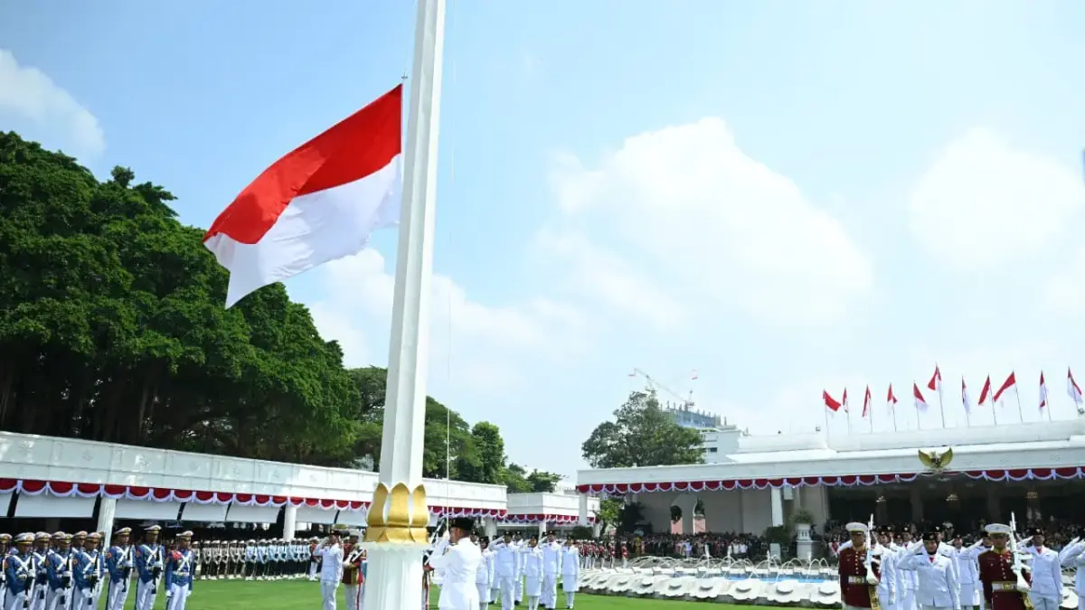 Upacara bendera di Istana Merdeka.(Bakom RI)
